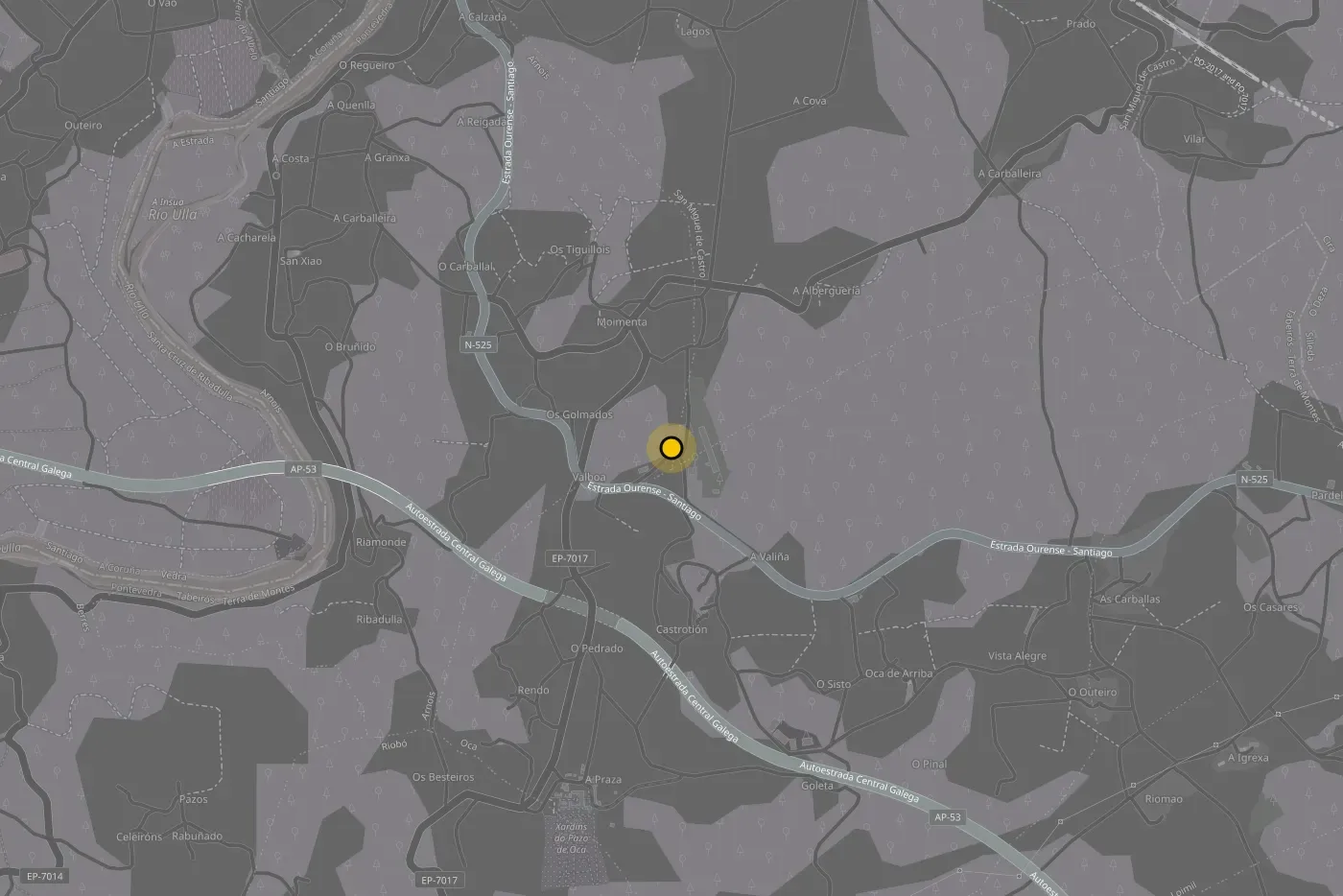 Mapa de la zona de Balboa, 41 · Arnois, A Estrada, con la ubicación del taller señalada